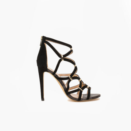 Caged Sandal with Gold Trim